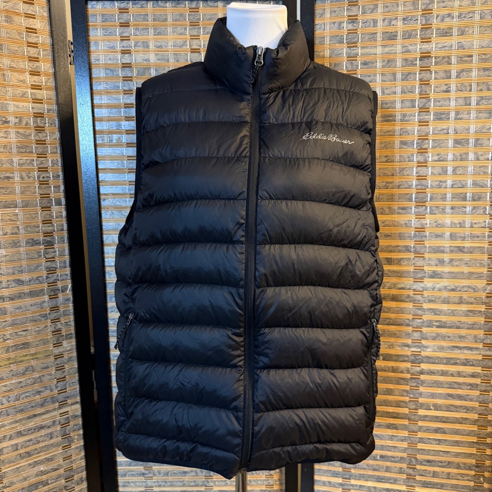 Eddie Bauer EB650 Down Puffer Vest Mens Large Black Insulated Outdoor Gilet